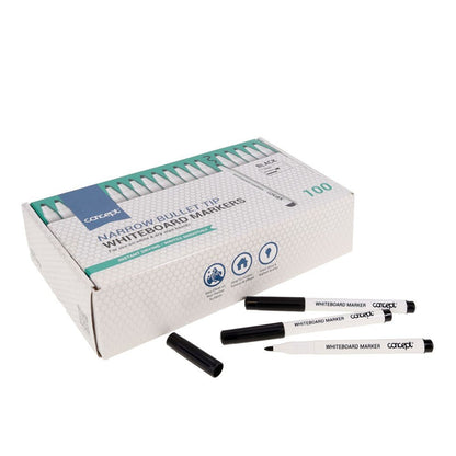 Concept Whiteboard Markers Black, Bullet Tip - Pack of 100 - ABC School Supplies
