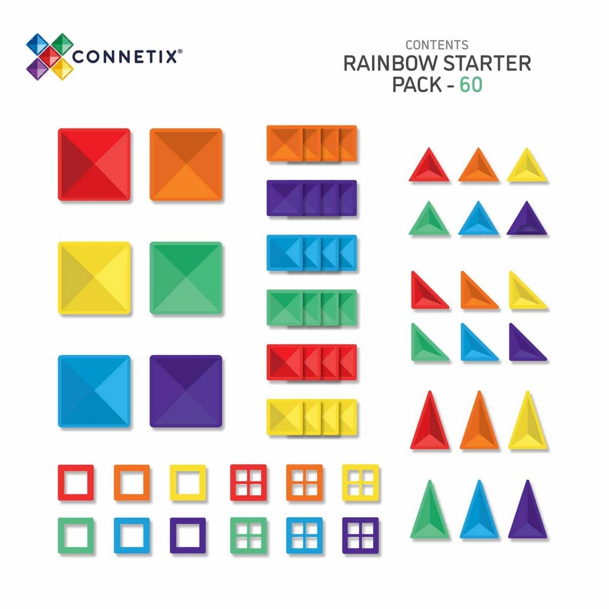 Connetix Rainbow Starter Pack of 60pcs - ABC School Supplies