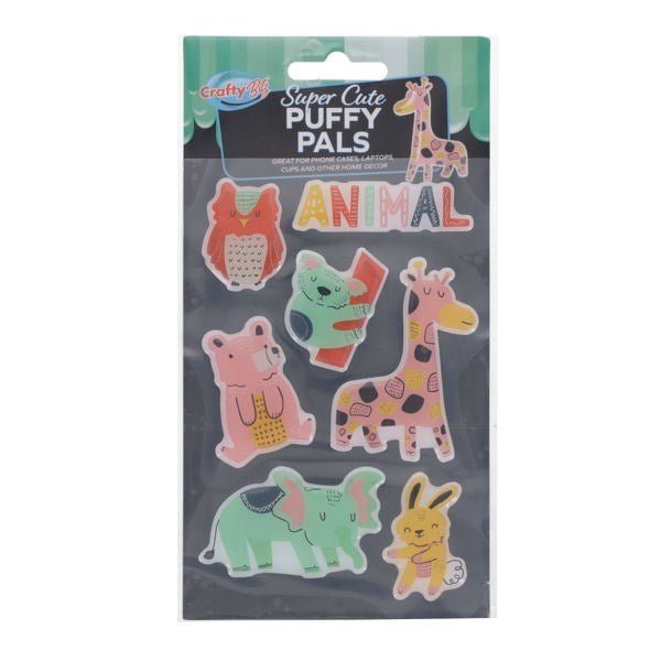 Crafty Bitz Super Cute Puffy Pals Stickers - Cute Animals - ABC School Supplies