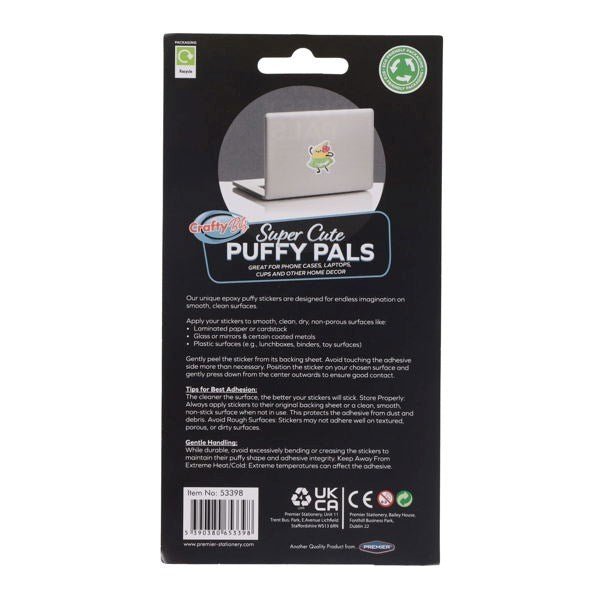 Crafty Bitz Super Cute Puffy Pals Stickers - Cute Fruit - ABC School Supplies