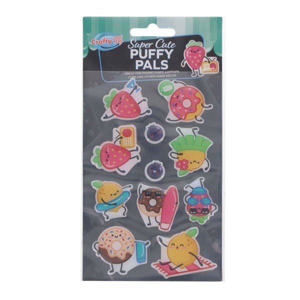 Crafty Bitz Super Cute Puffy Pals Stickers - Cute Fruit - ABC School Supplies