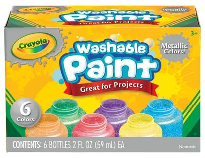 Crayola Washable Metallic Kids Paints - 6 bottles - ABC School Supplies