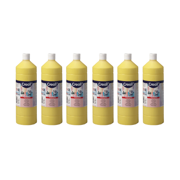 Creall 1 Litre X 6 Bottle Poster Paint - Primary Yellow - ABC School Supplies
