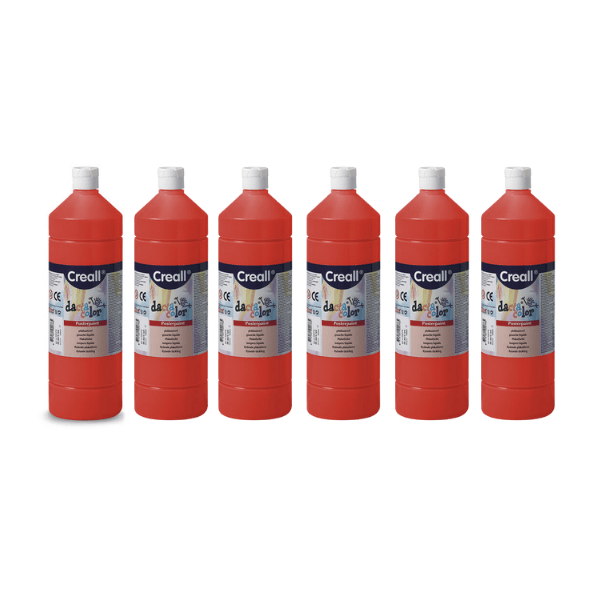 Creall 1 Litre X 6 Bottle Poster Paint - Red - ABC School Supplies