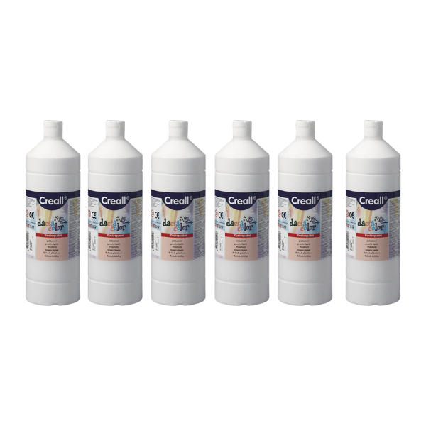 Creall 1 Litre X 6 Bottle Poster Paint - White - ABC School Supplies