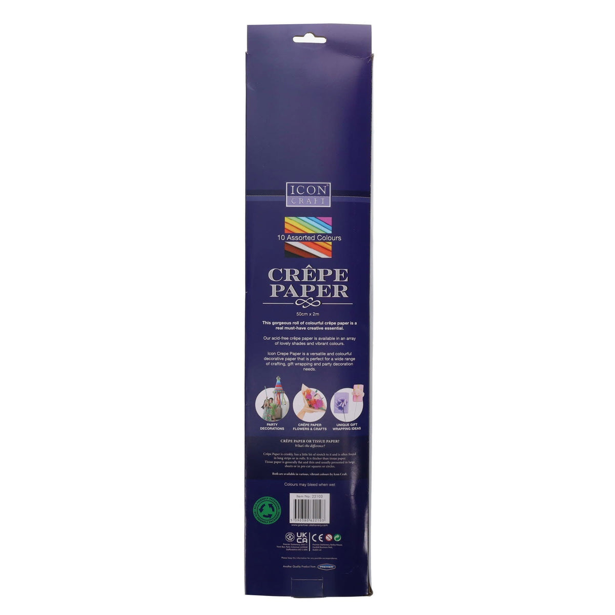 Crepe Paper Assorted Pack Of 10 50cm X 2M - ABC School Supplies