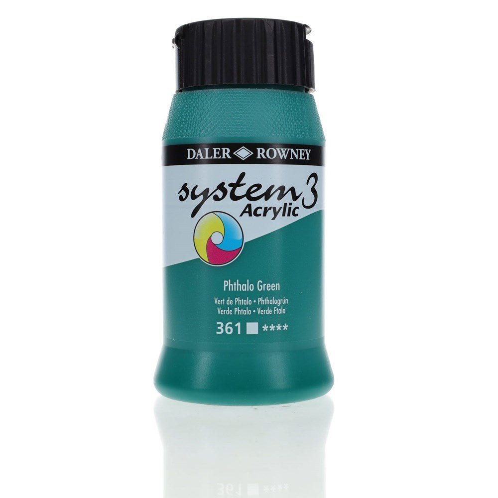 Daler Rowney System3 500ml Acrylic Paint - Phthalo Green - ABC School Supplies