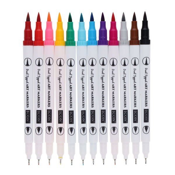 Dual Tipped Art Markers Pack of 12 - ABC School Supplies