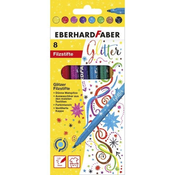 **Eberhard Faber Glitter Felt Tip Pens Set Of 8 - ABC School Supplies