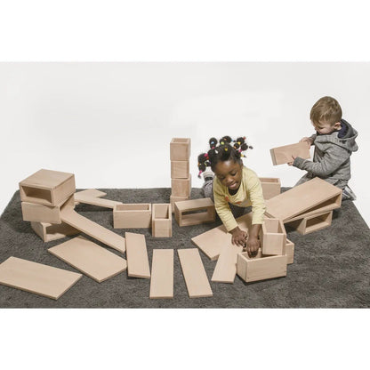 Edx Education Large Wooden Hollow Blocks - Pack Of 28 - ABC School Supplies