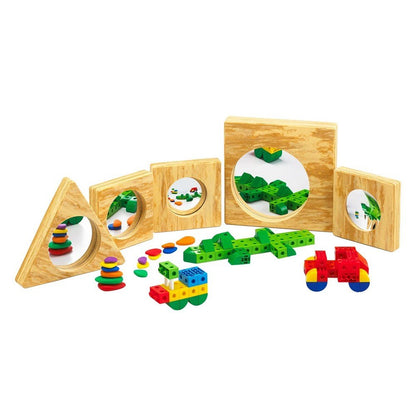 **Edx Education Pony Mirrors (Wood Colour) Set of 5 - ABC School Supplies