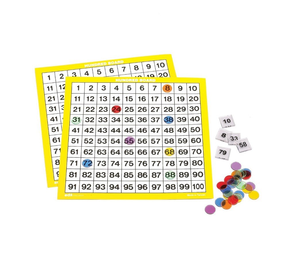 **Edx Laminated Hundred Boards Set of 10 - ABC School Supplies