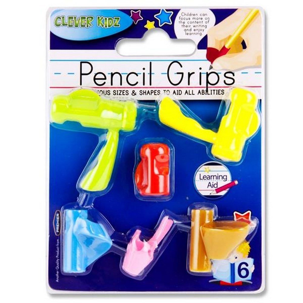 **Ergonomic Pencil Grips Assorted Set of 6 - ABC School Supplies