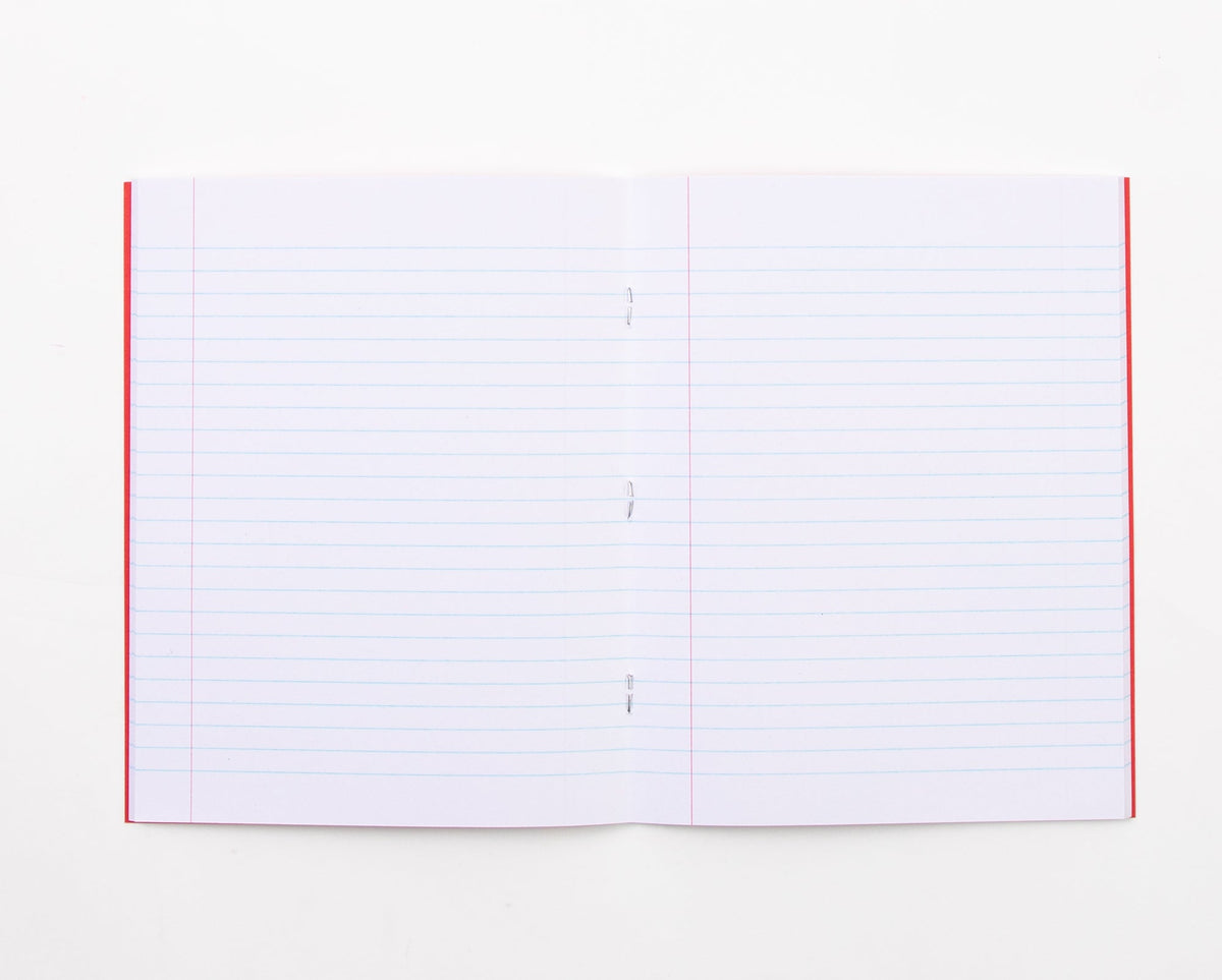 Everyday 9" X 7" Exercise Book 80 Page, 8Mm Ruled With Margin, Red - Pack Of 100 - ABC School Supplies