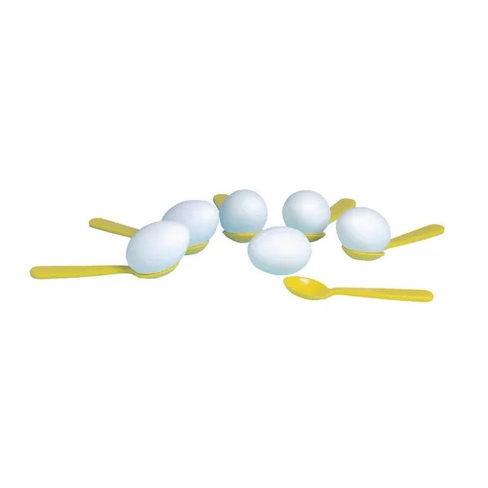 Everyday Egg and Spoon Race Set - White/Yellow - Pack of 6 - ABC School Supplies