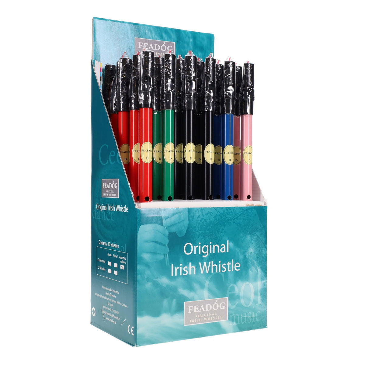 Feadog Tin Whistle D Asstd Colours Value Box of 36 - ABC School Supplies