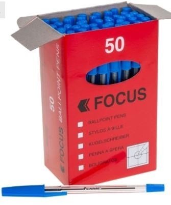 Focus Ball Point Pen - Blue 50 Box - ABC School Supplies