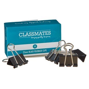 Foldback Clips 25Mm Black P10 - ABC School Supplies