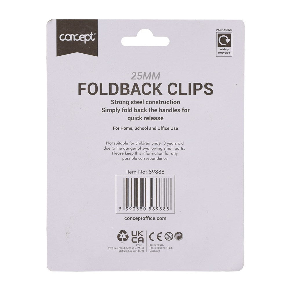 Foldback Clips 25mm Pack of 4 - ABC School Supplies