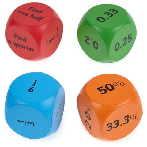 **Fractions, Decimals & Percentage Cubes Pack Of 4 - ABC School Supplies