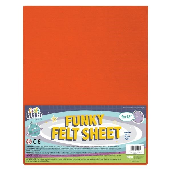 Funky Felt 9x12" Orange - Pack of 24 - ABC School Supplies