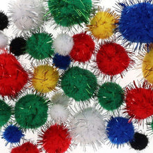 Glitter Pom Poms Assorted Pack Of 30 (Small) - ABC School Supplies