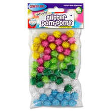 Glitter Pom Poms Assorted Pack Of 65 (Small) - ABC School Supplies