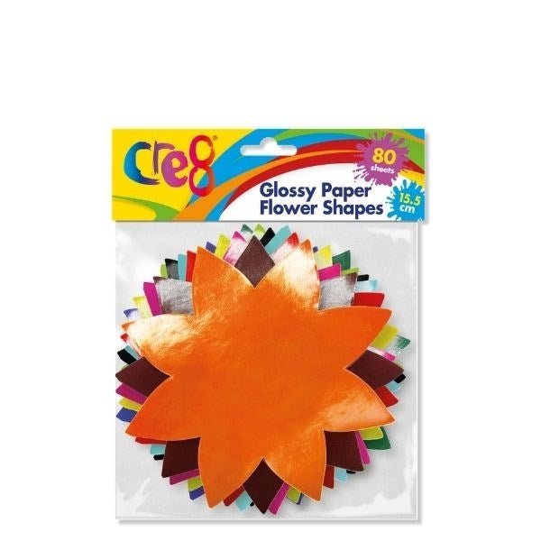 **Glossy Paper Flower Shapes Pack Of 80 - ABC School Supplies