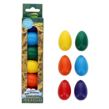 Hand Grip Crayons - Egg Shaped Pack of 6 - ABC School Supplies