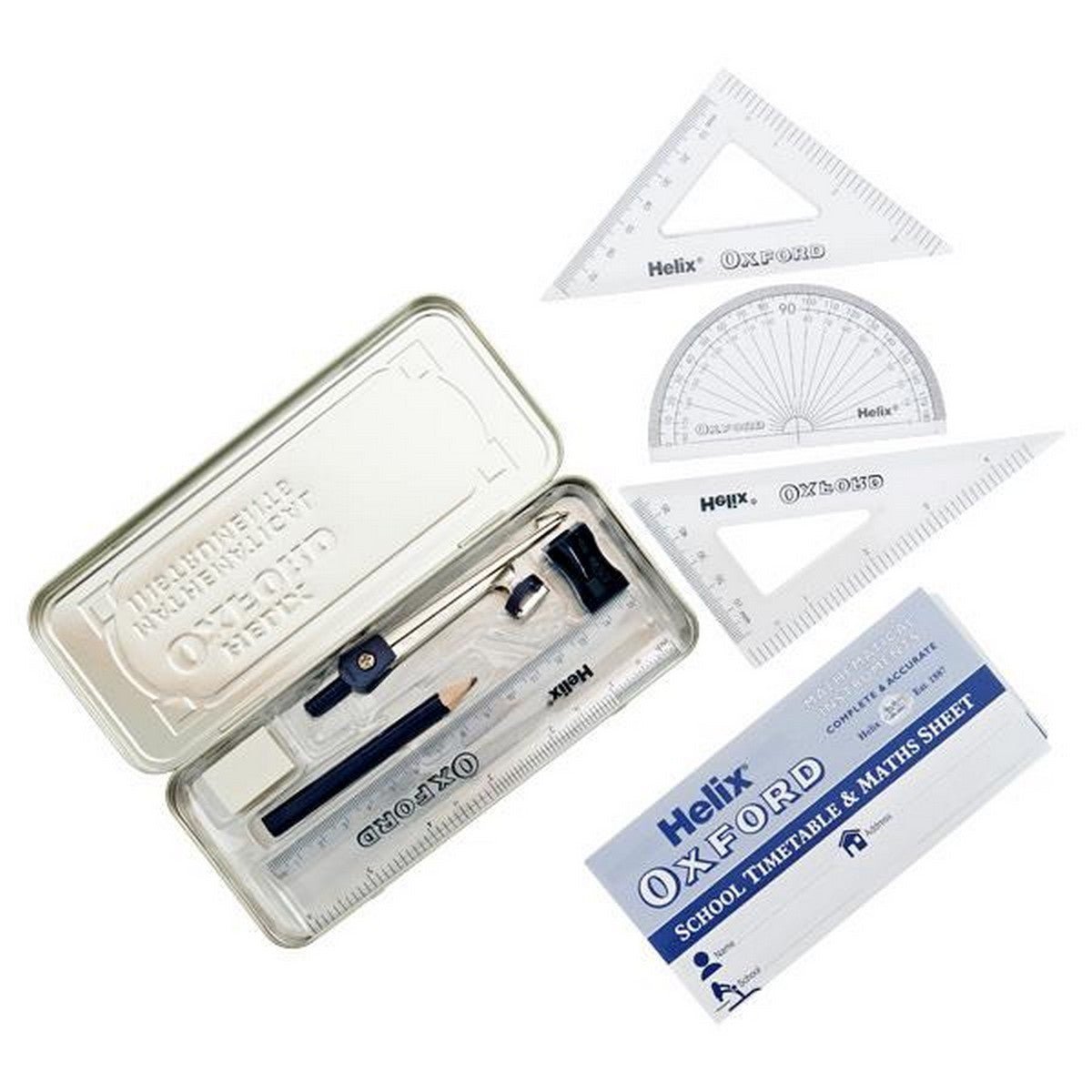 Helix Oxford Maths Set With Storage Tin - ABC School Supplies