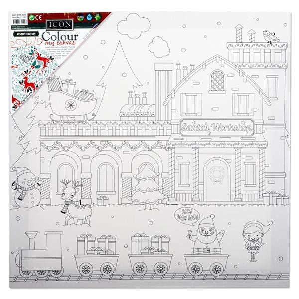 Icon 300X300mm Colour My Canvas Festive Edition - Santa's Workshop - ABC School Supplies