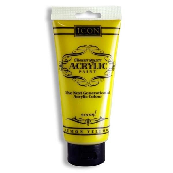 Icon Acrylic Paint 200Ml - Lemon Yellow - ABC School Supplies