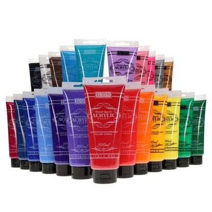 Icon Acrylic Paint 200Ml - Yellow - ABC School Supplies