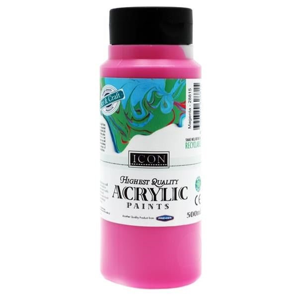 Icon Acrylic Paint 500Ml - Magenta - ABC School Supplies