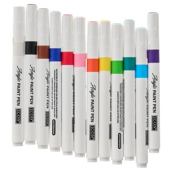 Icon Acrylic Paint Pens Pack Of 12 - ABC School Supplies