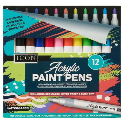 Icon Acrylic Paint Pens Pack Of 12 - ABC School Supplies