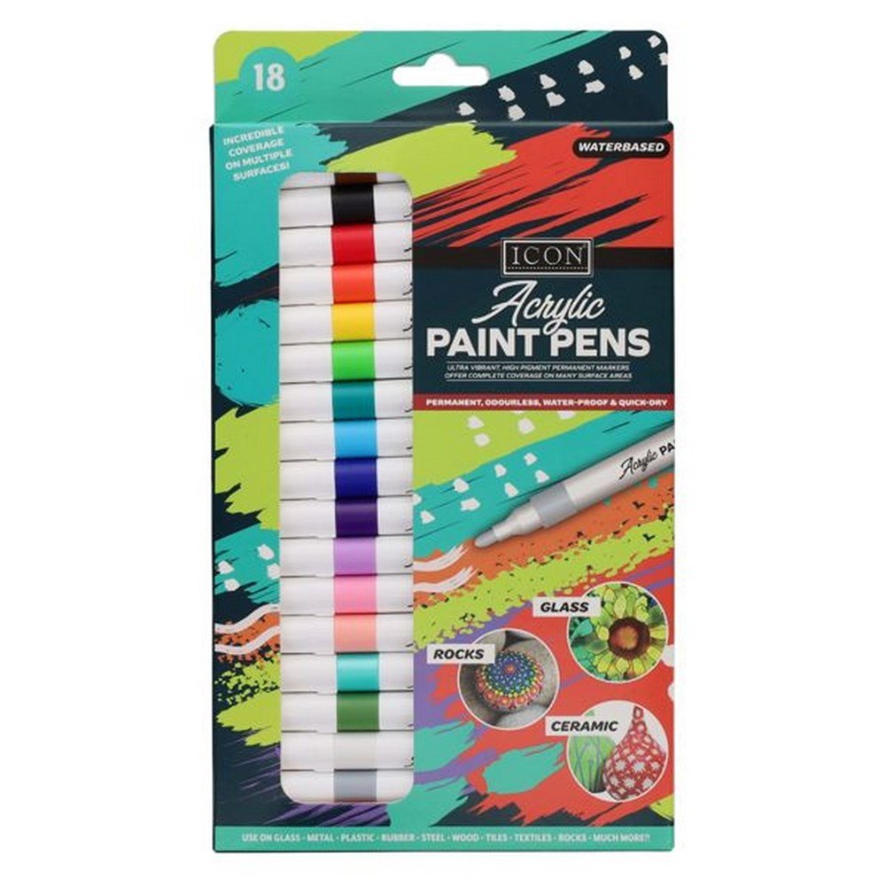 Icon Acrylic Paint Pens Pack Of 18 - ABC School Supplies