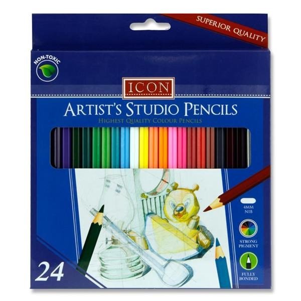 Icon Artists Studio Colour Pencils Box Of 24 - ABC School Supplies