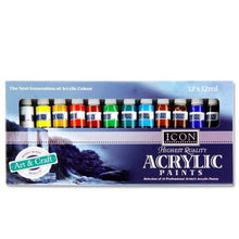 Icon Box 12X12Ml Acrylic Paints - ABC School Supplies