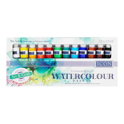 Icon Box 12X12Ml Watercolour Paints - ABC School Supplies