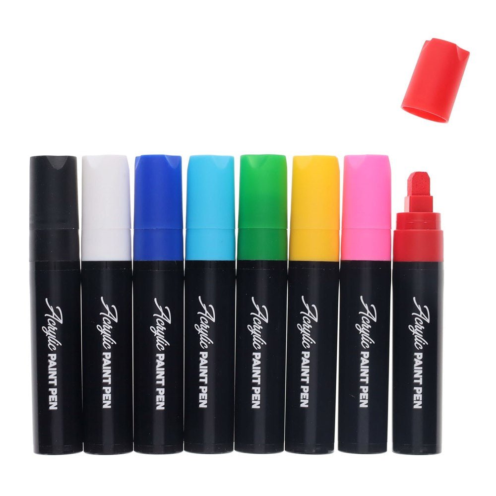 Icon Chisel Tip Acrylic Paint Pens 15mm Pack of 8 - ABC School Supplies