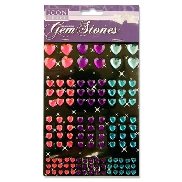 Icon Craft Pkt.120 Self Adhesive Gem Stones - Heart - ABC School Supplies