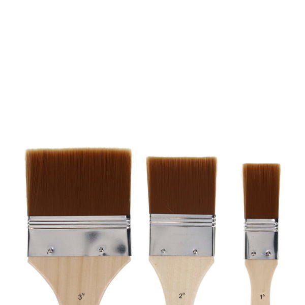 Icon Flat Paint Brushes - Brown Taklon Pack of 3 - ABC School Supplies