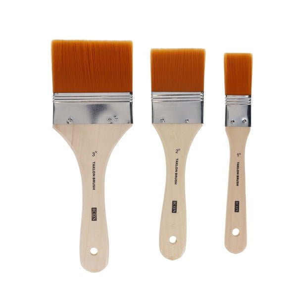 Icon Flat Paint Brushes - GoldenTaklon Pack of 3 - ABC School Supplies