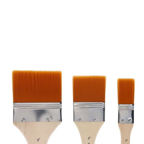 Icon Flat Paint Brushes - GoldenTaklon Pack of 3 - ABC School Supplies