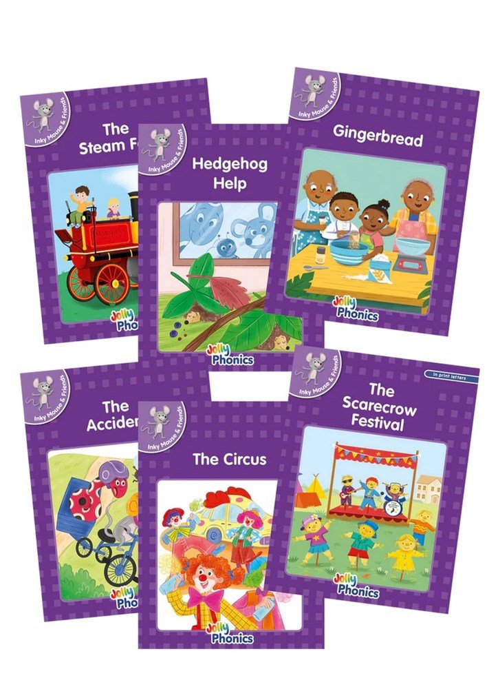 Jolly Phonics Decodable Readers - Inky Mouse & Friends - Level 5 (Purple Level) (Precursive letters) - ABC School Supplies