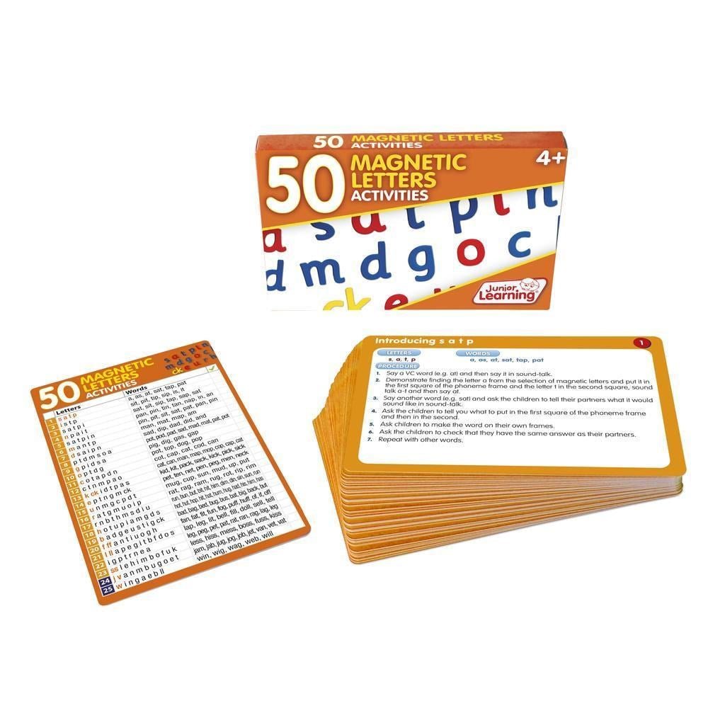 Junior Learning 50 Magnetic Letters Activities Cards - ABC School Supplies
