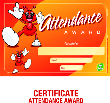 **Just Rewards Certificates Attendance Award - ABC School Supplies