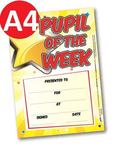**Just Rewards Certificates Jumbo Pupil Of The Week Award - ABC School Supplies