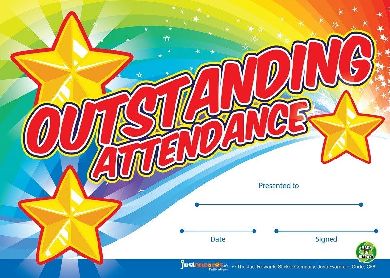 Just Rewards Certificates Outstanding Attendance Award - ABC School Supplies